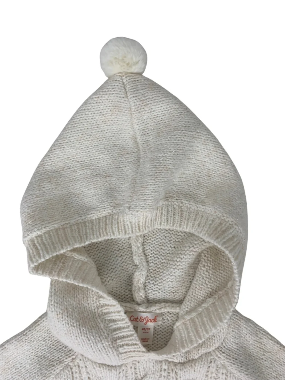 The Children's Place/Cat & Jack Bundle Cream Reindeer Knit Top Hooded Sweater 4T